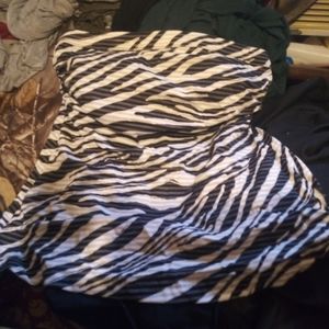 Tube top style one piece bathing suit